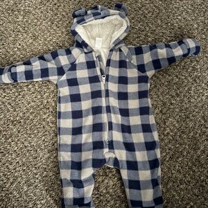 Old Navy Navy and White Plaid Kids Footie